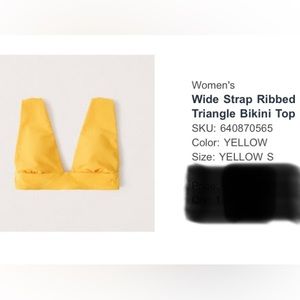 Abercrombie & Fitch Wide Strap Ribbed Triangle Yellow Bikini Top